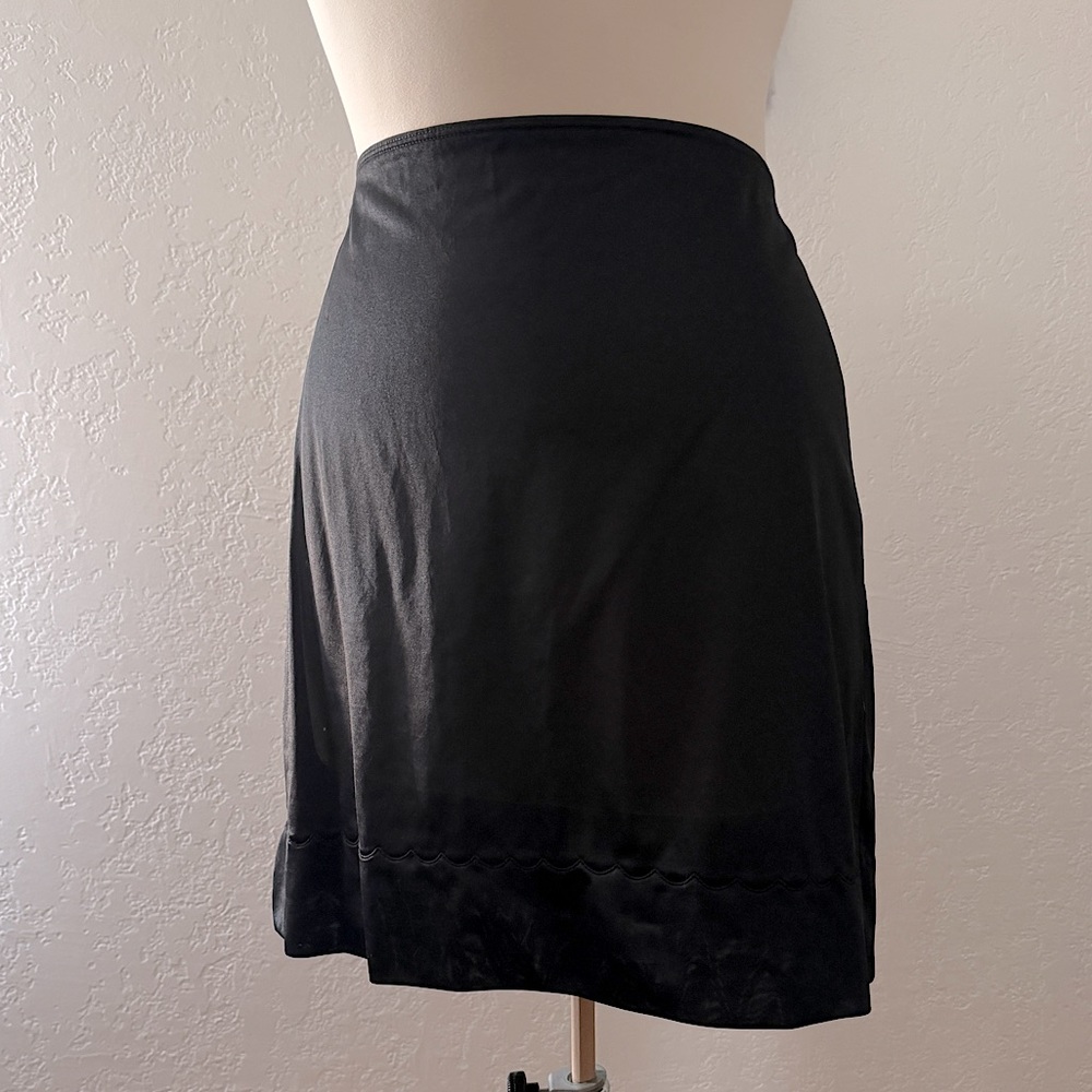 Vintage black slip skirt with scalloped detail